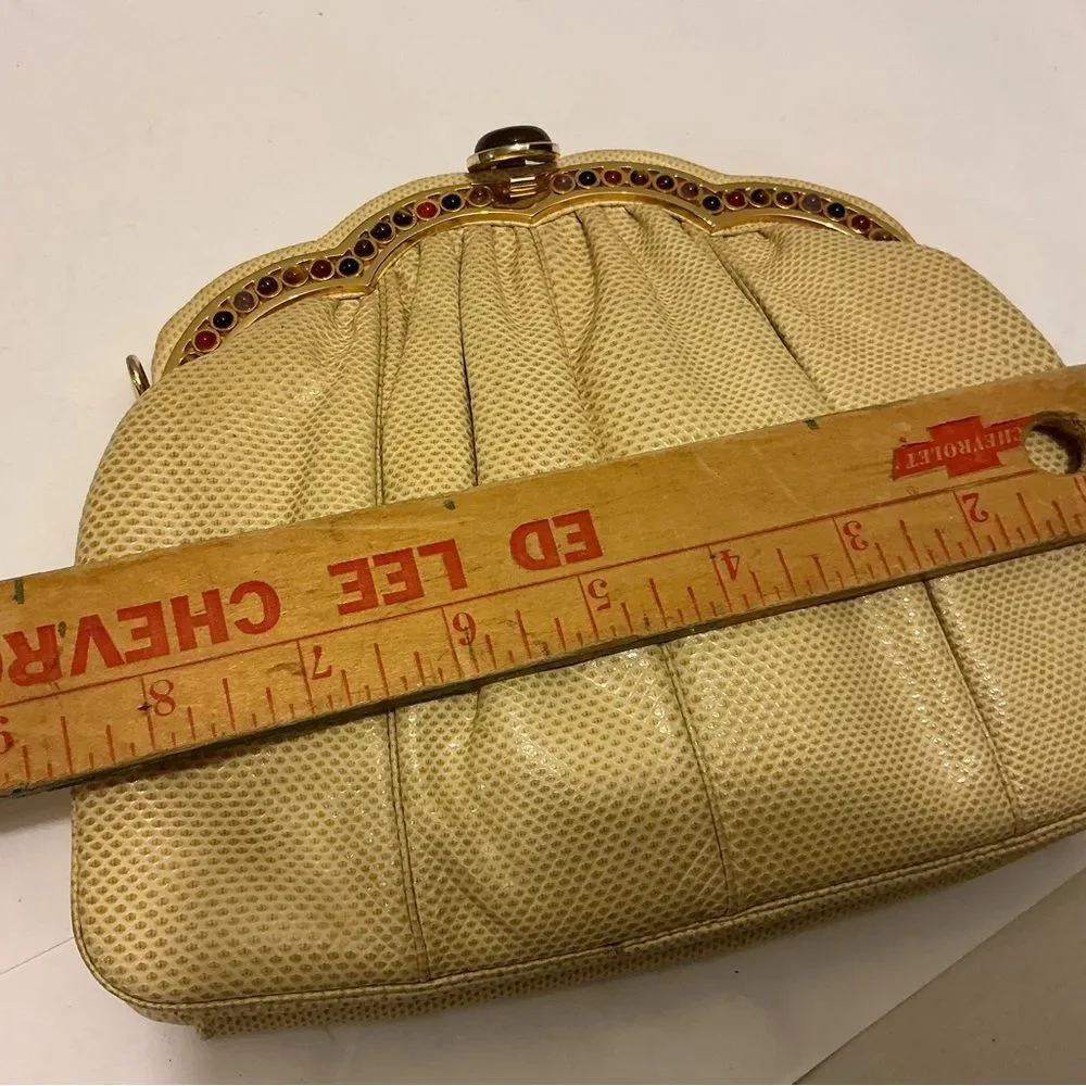 judith leiber  beige lizard bag Elegant Cream Clutch Bag